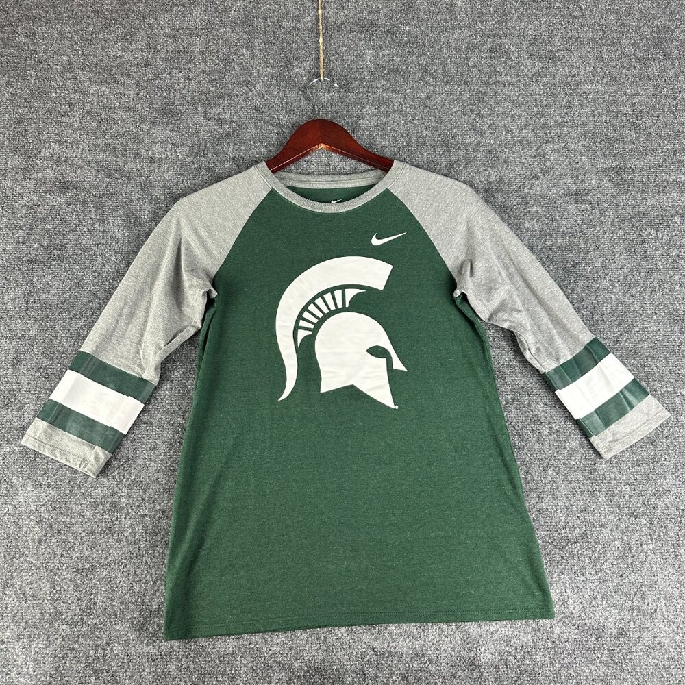 THE NIKE TEE Michigan State 3/4 sleeve T shirt Mens Small Good Condition